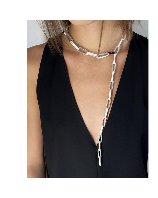 WAIWAI White Multifunctional Leather Chain Necklace Off