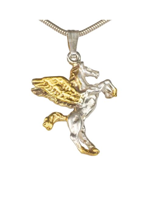 Simon Kemp Jewellers Metallic Large Pegasus Pendant Eighteen Carat On Solid Sterling
