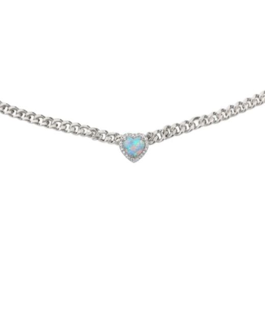 BLOOMTINE | Earth Angel HQ Blue Loves Frequency Mini Plated Fire Opal Heart Choker Necklace