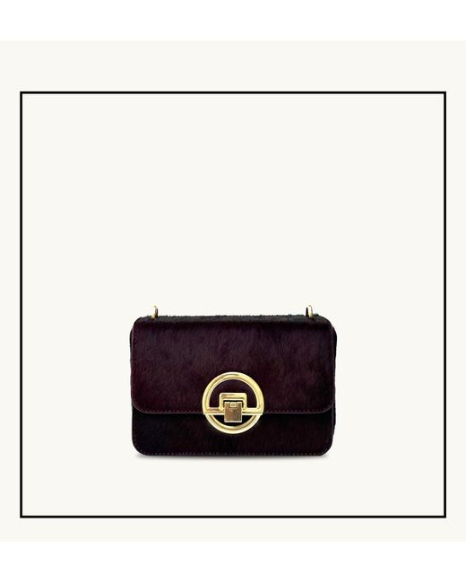 Apatchy London Black The Tilly Burgundy Hair-On Leather Bag