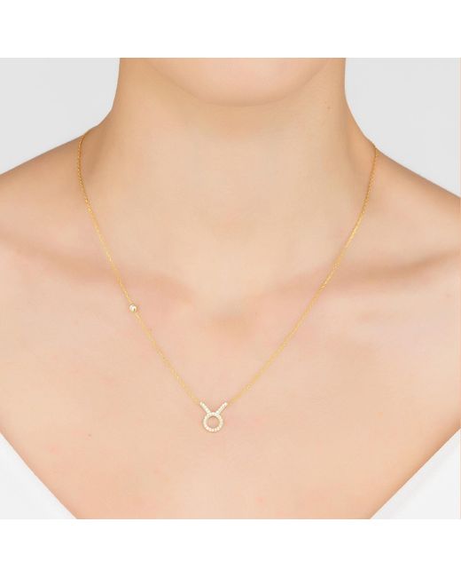 Latelita London Metallic Zodiac Star Sign Pendant Necklace Gold Taurus