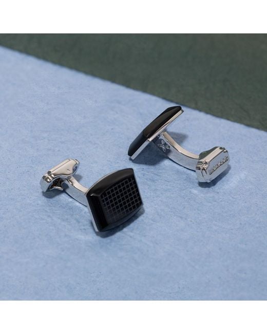 Tateossian Black Thompson Woven Tonneau Cufflinks for men