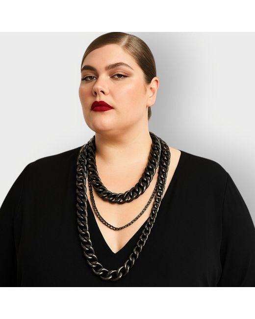 Sylvia Piechulla Metallic Chunky 3-Tier Aluminium Metal Chain Necklace