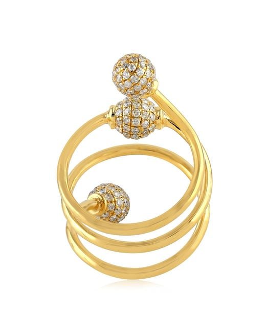 Artisan Metallic 18K Diamond Pave Spiral Wrap Ring