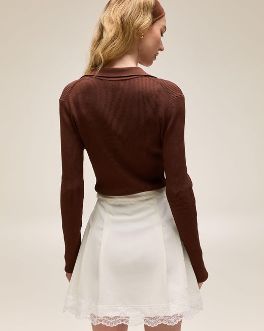 Victoria Paulsen Brown Samantha Long Sleeve Knit Polo