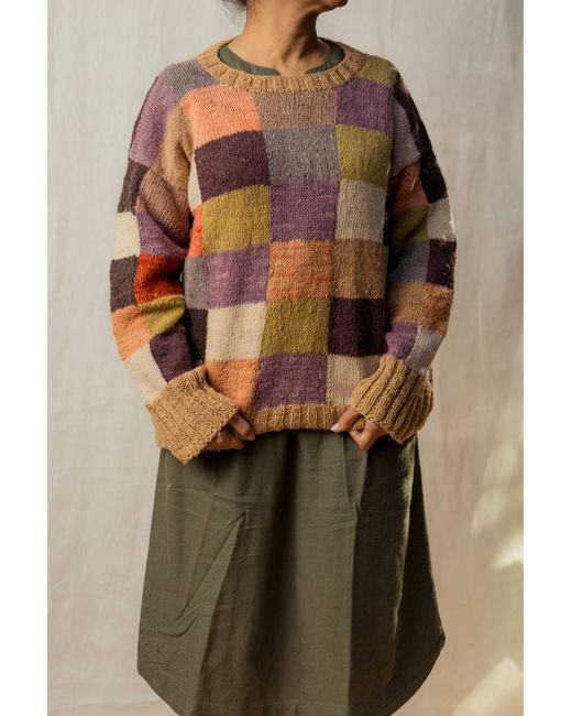 Charkha & Loom Brown Monal Patchwork Pullover Multicolour