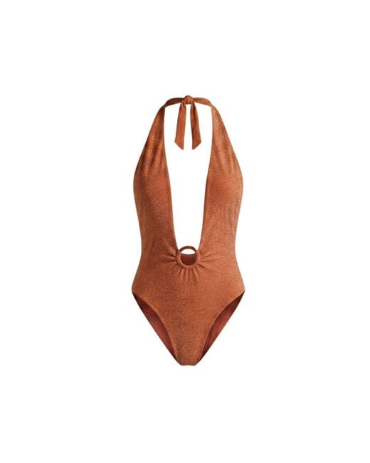 Veroni Swim Brown Aelia Lurex One Piece Swimsuit