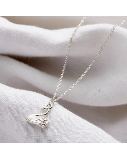 Posh Totty Designs Metallic Sterling Soulmate Swan Charm Necklace