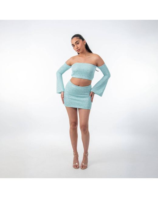Shooni Blue Natalia Mini Skirt
