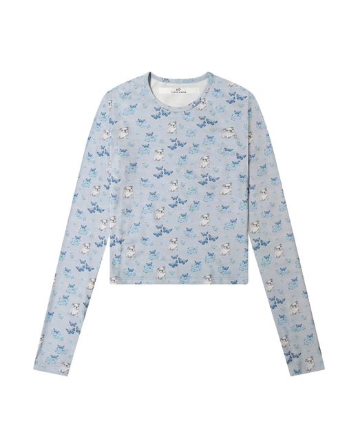 Cloud Haven Blue Long Sleeve Dog Ditsy Printed Tee