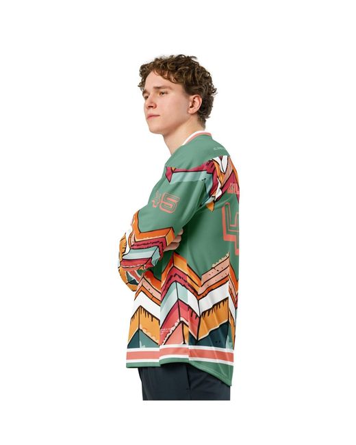 Anchor and Crew Green Vibrant Motif Pattern Recycled Fabric Hockey Jersey