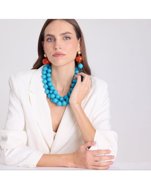 Michael Nash Jewelry Blue Georgiana Faceted Three Strand Resin Necklace