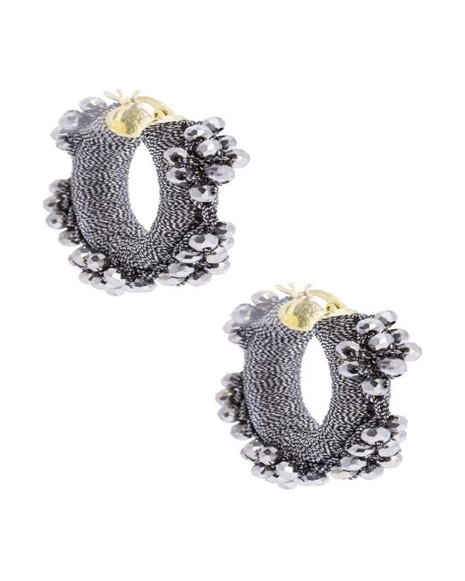 Saachi Metallic Royal Redux Beaded Hoop Earring