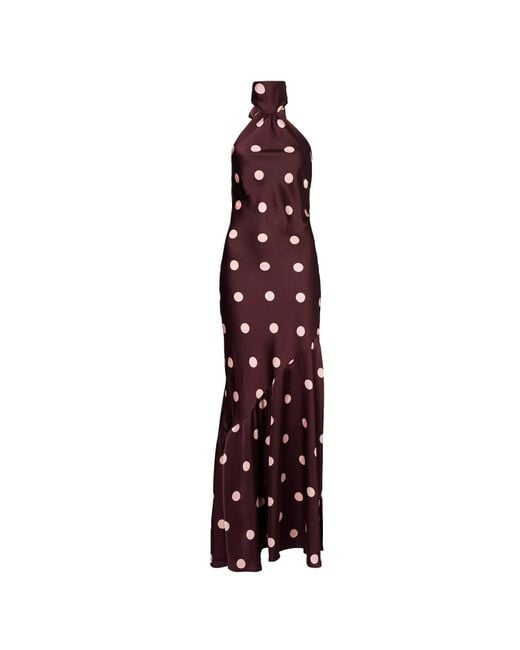 Amy Lynn Purple Baia Burgundy Polka Dot Halterneck Maxi Dress
