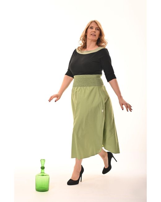 Frock Tales Green Orchid Midi Skirt With Pockets