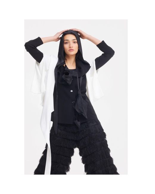 Julia Allert Black Architectural Asymmetrical Hooded Jacket –