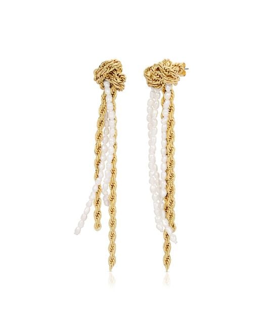 Leeada Jewelry Metallic Brittany Chain Pearl Drop Earrings