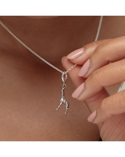 Lily Charmed Metallic Sterling Giraffe Charm Necklace