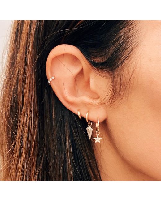 Zohreh Metallic Mini Diamond Trilogy Huggie Hoop Earring Pair 9K
