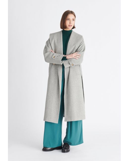 Paisie Gray Belted Wool Coat In Light