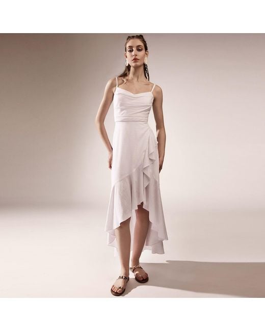 ALINA CERNĂTESCU White Volla Linen Dress With Ruffles