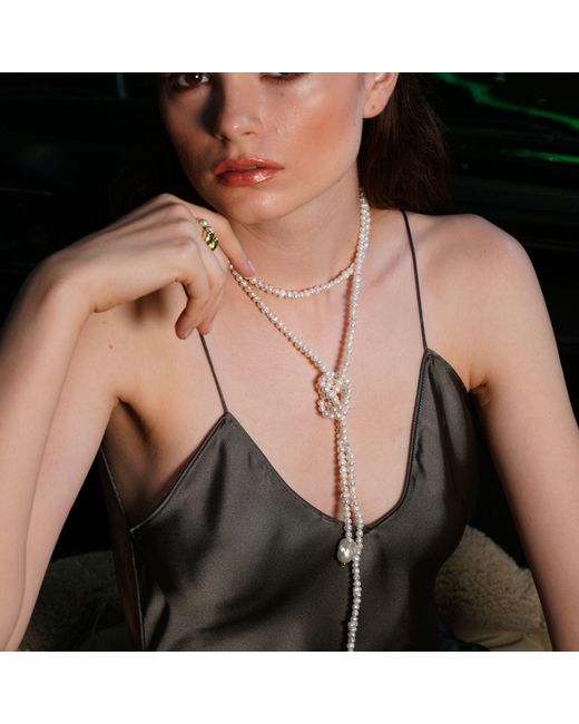 LINYA JEWELLERY White Tera Long Pearl Necklace