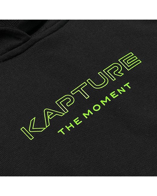 Kapture Black Travel Logo-Print Cropped Hoodie