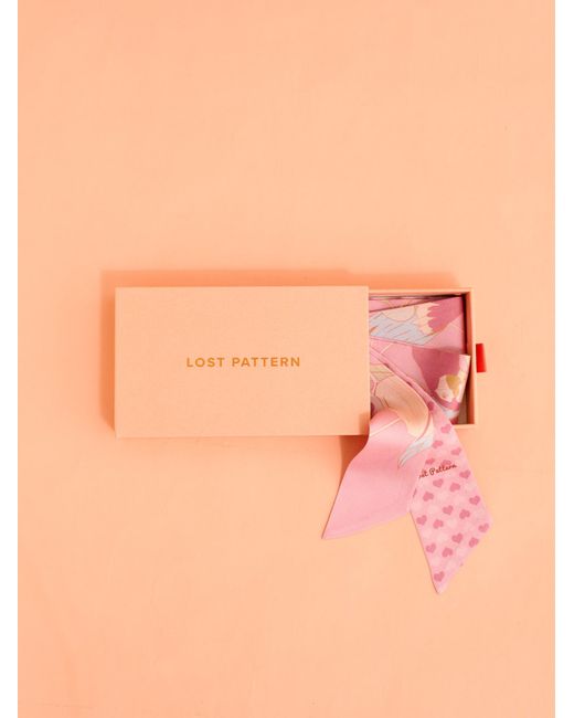 Lost Pattern Pink El Amor Silk Twilly Neck Bow