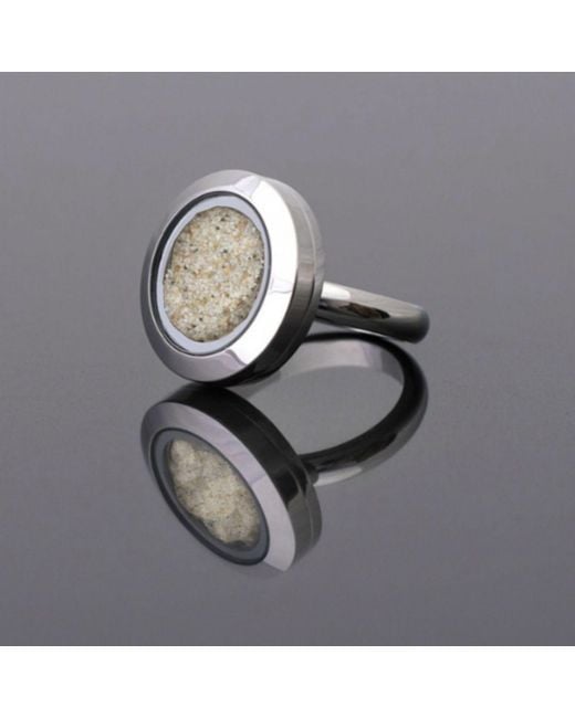 My Little Nature Blue Neutrals Designer Statement Ring With Natural Sand – Neutral Tones & Vacation Jewelry