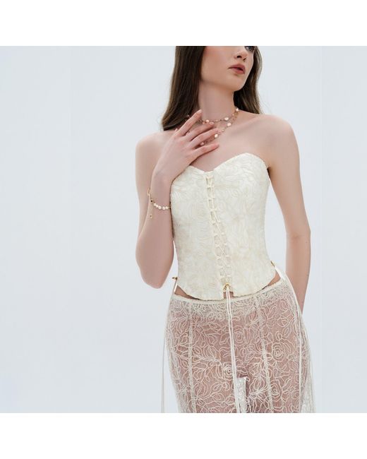 Elsava White Ivory Bloom Corset