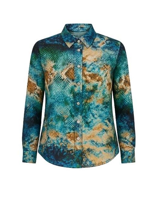 Conquista Blue Long Sleeve Print Shirt
