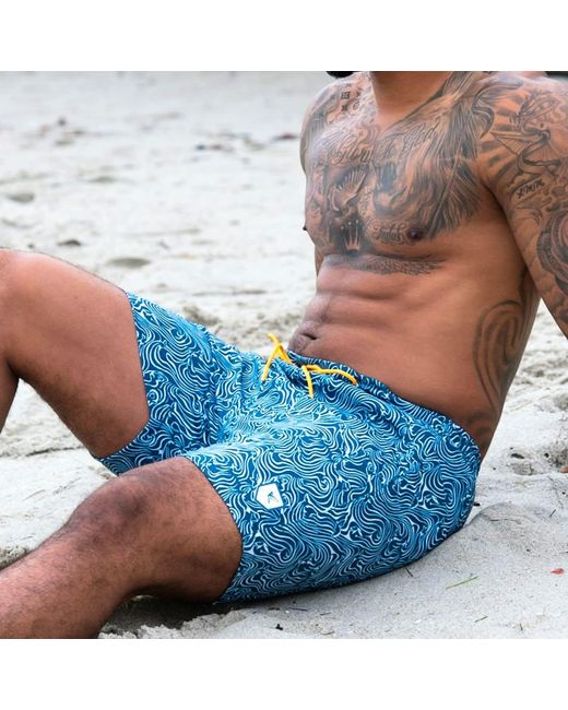 Live Kolibri Blue Abstract Swim Trunks for men