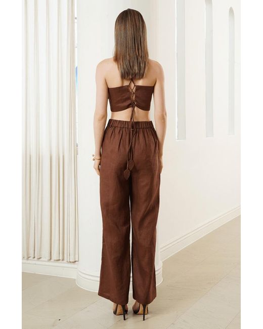 Yumi Kim Brown Bobbi Chocolate Linen Pant