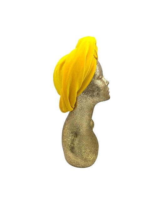 Julia Clancey Yellow Classic Velour Madam Sunshine Reversible Turban
