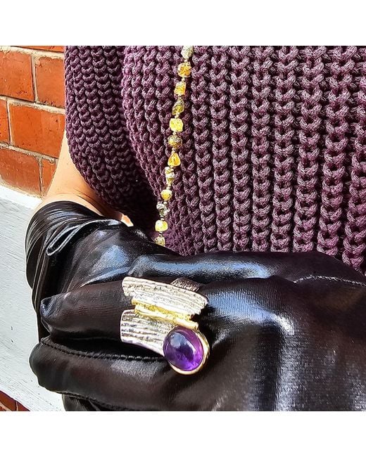 Farra Purple Amethyst Stone Statement Ring
