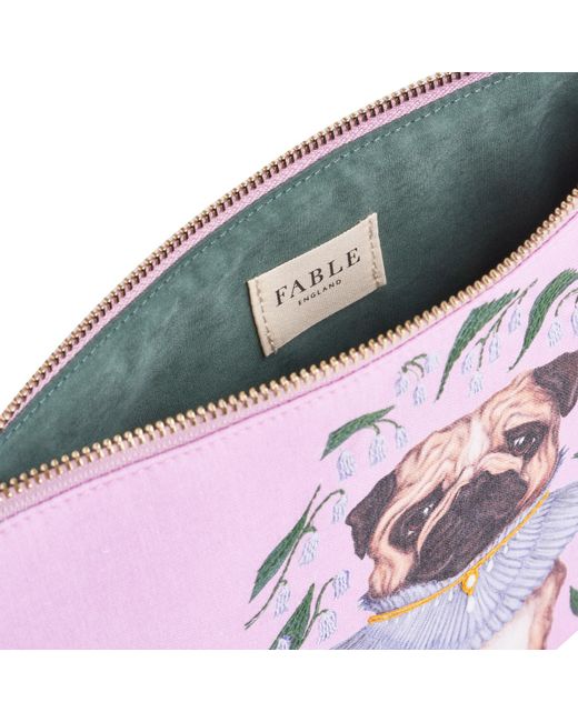 Fable England Fable Catherine Rowe Pet Portraits Pug Pink Cotton Pouch
