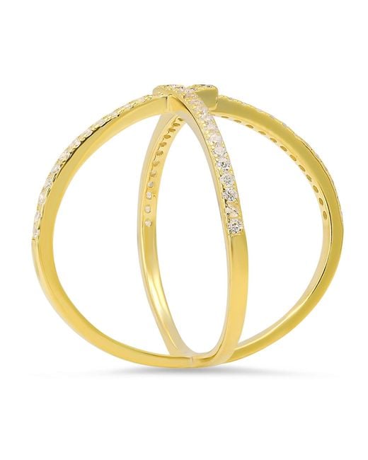 Kylie Harper Metallic Zig-Zag Crossover Diamond Cz Ring