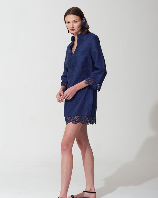 MARICEL Blue Andrea Mini Caftan