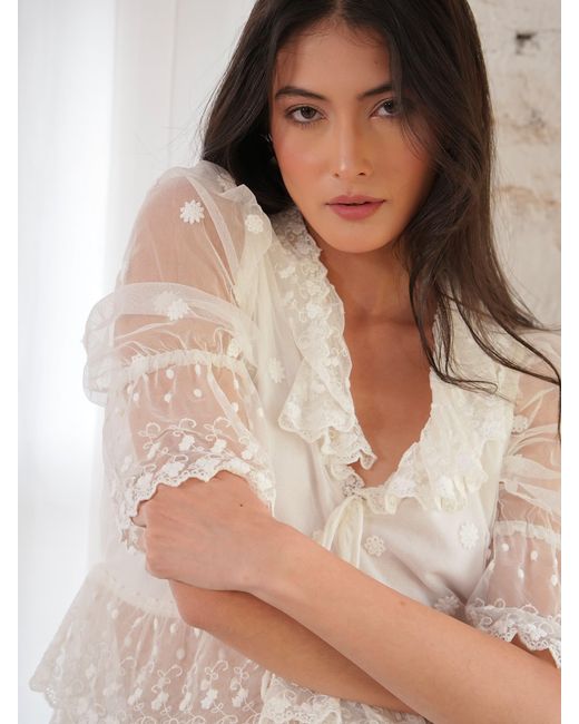 Rose & Nancy White Samira Ivory Lace Blouse