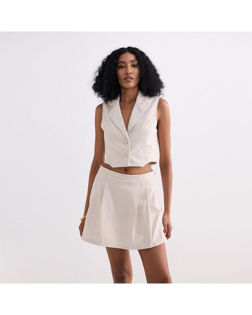 REISTOR Pink Cropped Cotton Tweed Vest