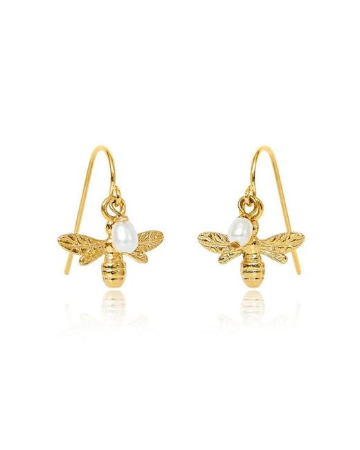 Pearls of the Orient Online Metallic Vita Bumble Bee & Cultured Freshwater Pearl Drop Earrings