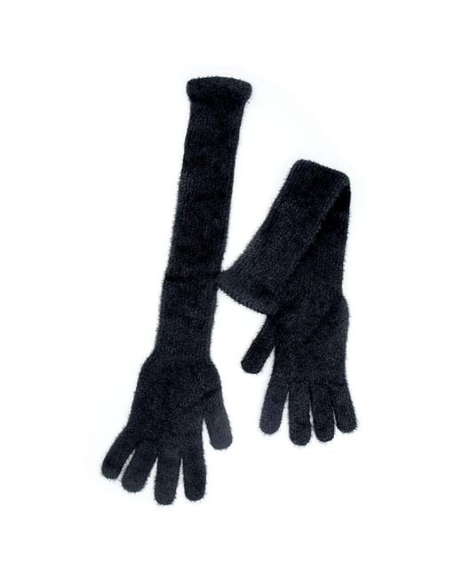 Maison Bogomil Blue Feather-Knit Opera Gloves