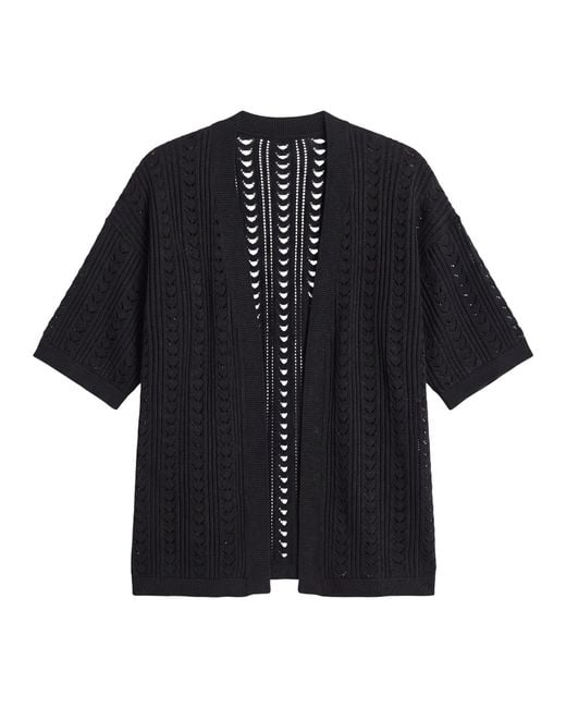 Brodie Cashmere Black Open Stitch Kimono