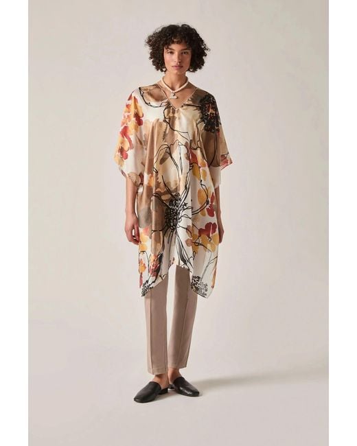 James Lakeland White Floral Sketch Kaftan