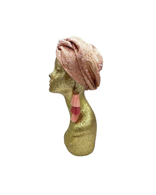 Julia Clancey Brown Brocade & Coral Swinglette Turban