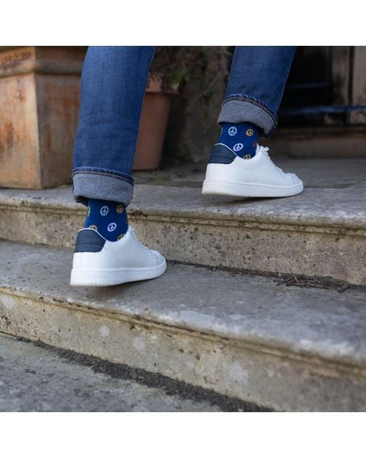 Peper Harow - Made in England Blue Peace Luxury Crew & Trainer Socks Bundle for men