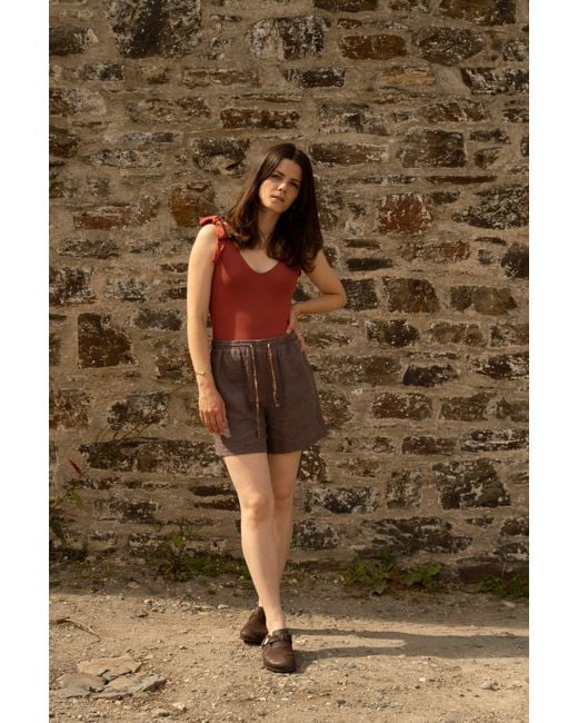 Solpardus Purple Atti Umber Linen Shorts