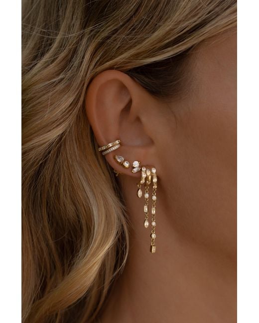 Aaria London Metallic Kalani Stacked Triple Hoop Illusion Earrings