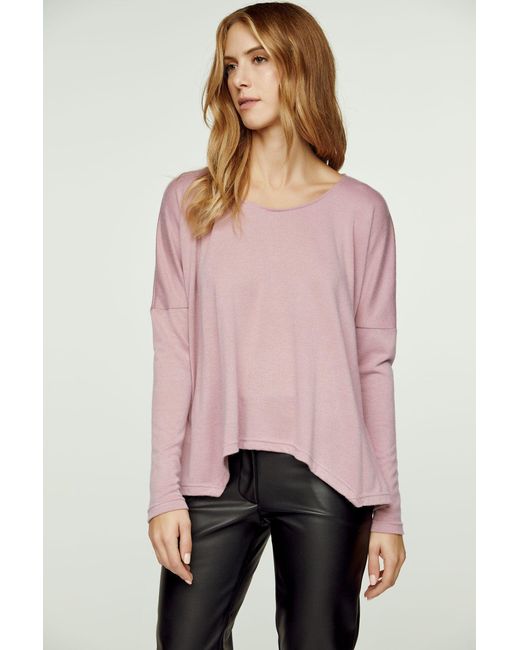 Conquista Pink Knit Handkerchief Hem Top