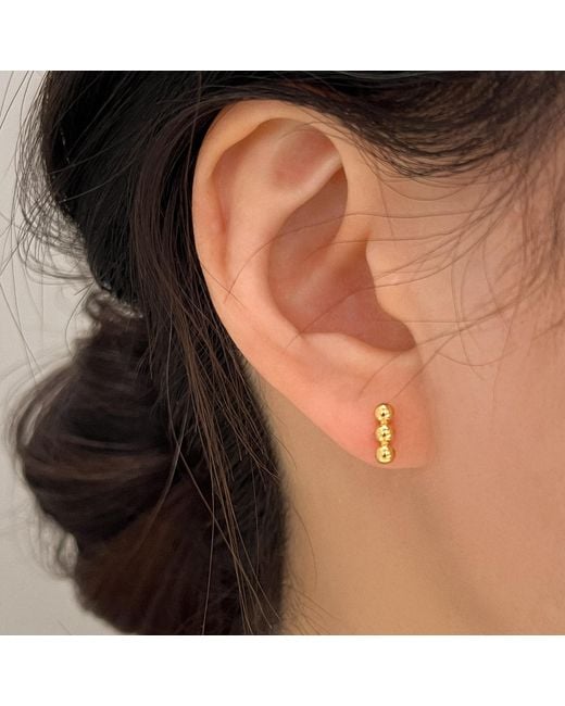 Cote Cache Metallic Tri Dot Bar Stud Earrings